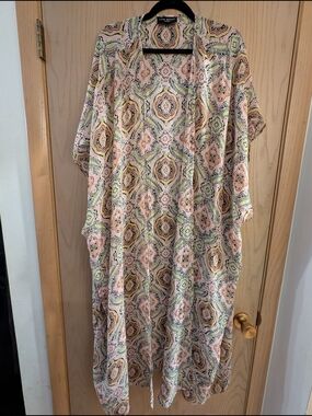 Lane Bryant Pastel Paisley Kimono - Pink, Mint & Black